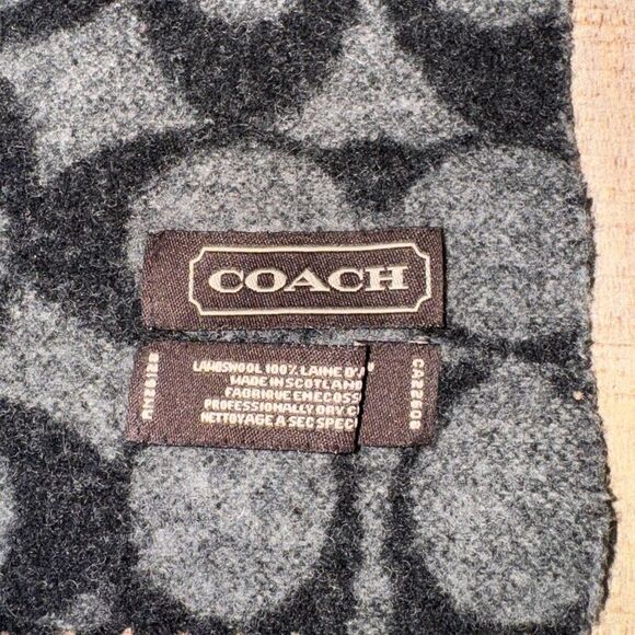 COACH WOOL SCARF - Lambs wool 100% black and gray - Picture 3 of 10